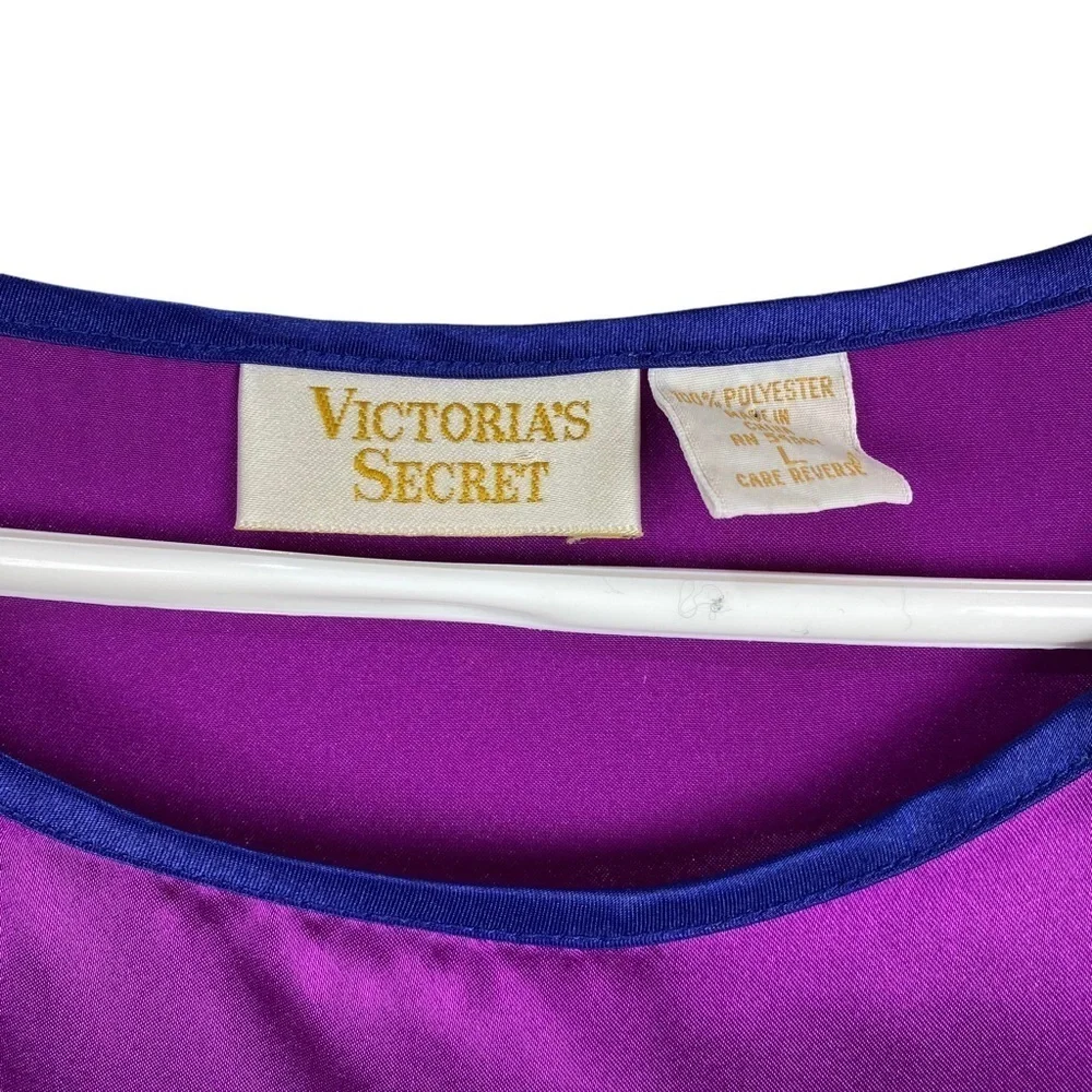 Vintage Victoria’s Secret Gold Label Nightgown Women’s Size L Purple Satin - Picture 4 of 8